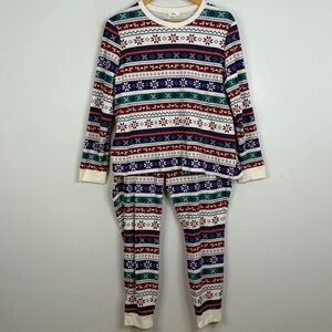 Knix Pajama Set Womens 3XL Blue Green Fair Isle Cotton Jersey Joggers Pjs